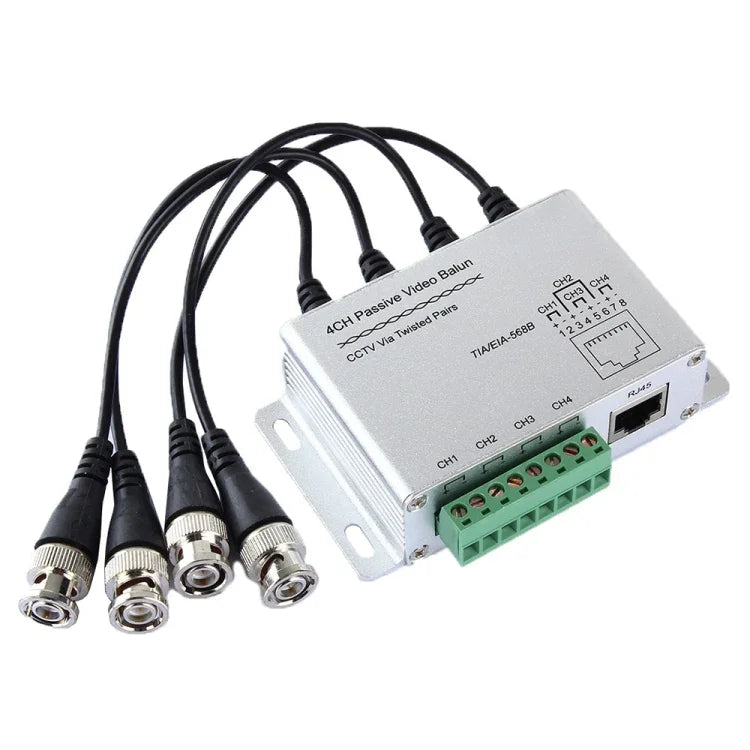 Balun vidéo passif UTP 4 canaux, vidéosurveillance via paires torsadées, UTP 4 canaux