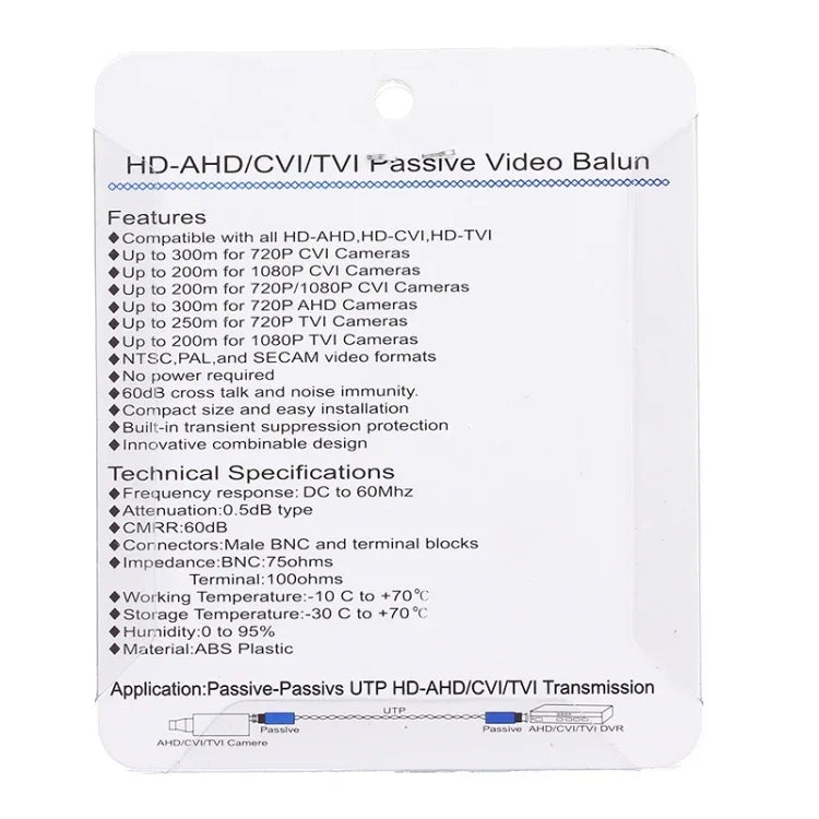2 PCS HD 202E Version Améliorée Coaxial CVI/TVI/AHD 1 Voie Émetteur-Récepteur Passif Vidéo Balun, 202E