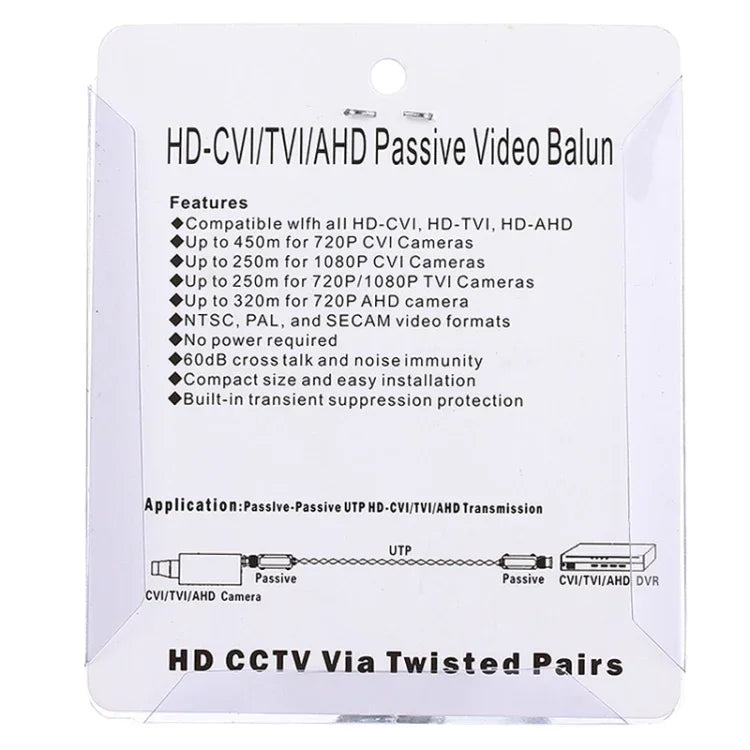 2 transmetteurs-récepteurs vidéo passifs coaxiaux CVI/TVI/AHD 1 canal HD 202P, 202P