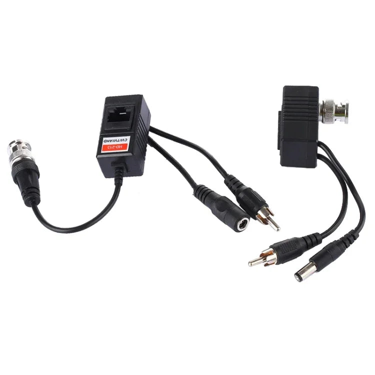 2 PCS HD 213B-C Émetteur-récepteur Balun Vidéo Audio et Alimentation Coaxial CVI/TVI/AHD, 213B-C