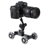 Chariot de travelling vidéo sur table au sol pour appareil photo reflex numérique, noir