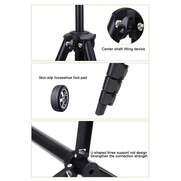 Trépied YUNTENG VCT-681 138 cm pour appareils photo reflex/micro-reflex/numériques, pieds pliables en aluminium à 4 sections, compatible avec Canon/Nikon/Panasonic/Pentax/Casio/Sony/Fuji (capacité de charge : 3 kg)