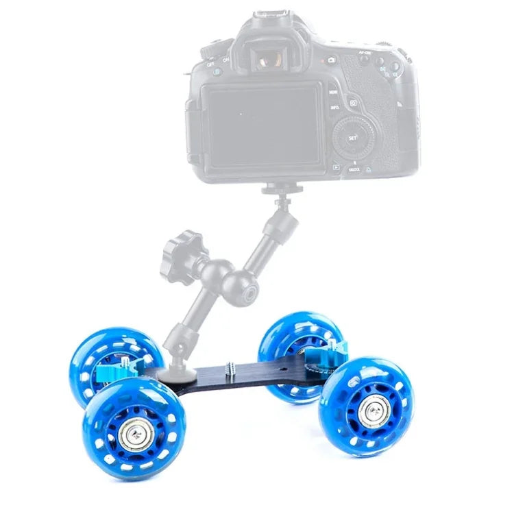Chariot de travelling DEBO de première génération pour appareils photo reflex numériques et caméscopes, bleu.