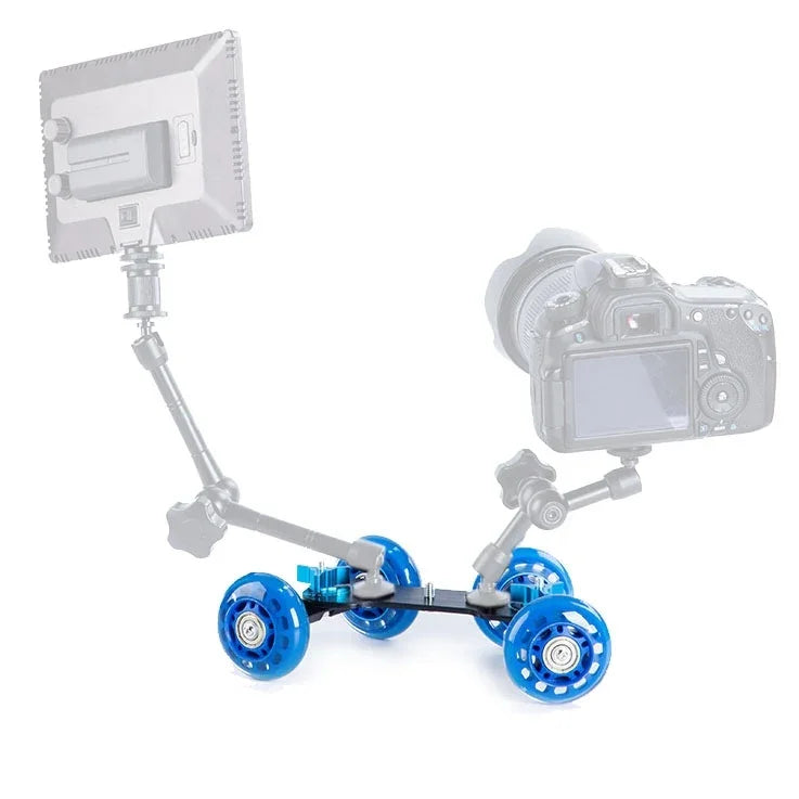 Chariot de travelling DEBO de première génération pour appareils photo reflex numériques et caméscopes, bleu.