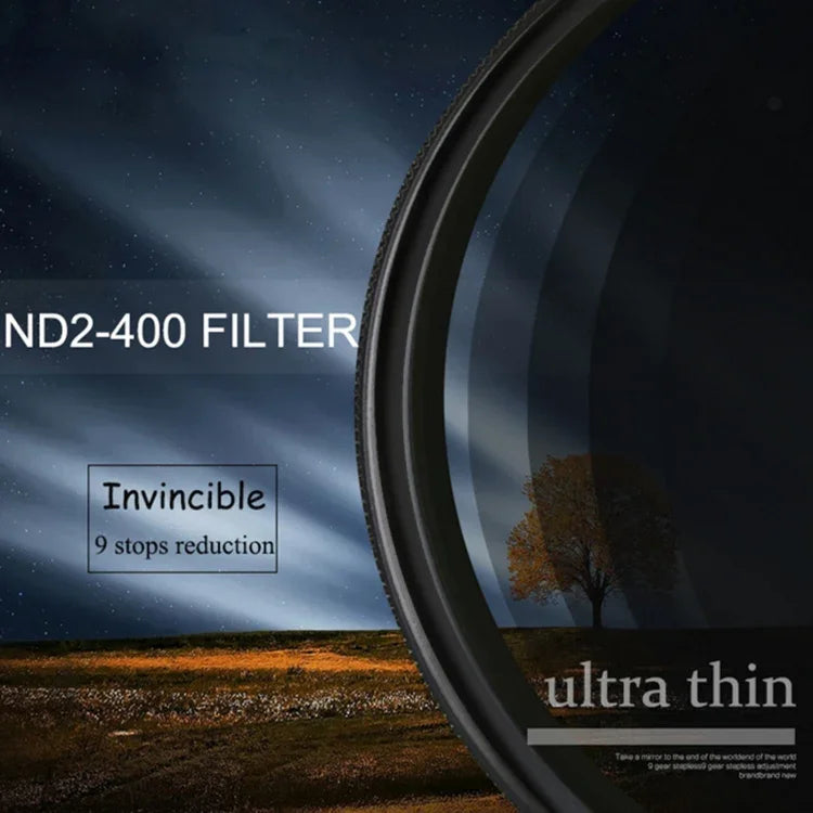 Filtre à densité neutre variable réglable ND 2 à ND 400, 82 mm