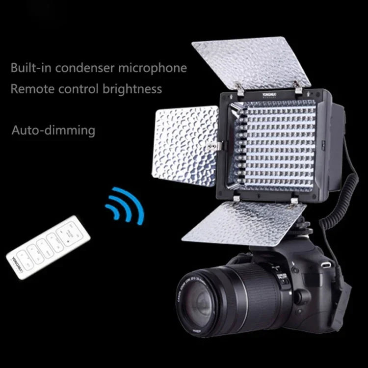 Lampe vidéo LED YONGNUO YN-160 II avec télécommande de luminosité pour appareils photo reflex numériques Canon et Nikon, YN-160 II