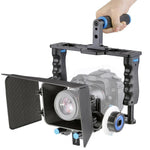 YELANGU YLG1103A-B Cage stabilisatrice à poignée large + kit matte box pour appareil photo reflex numérique / caméra vidéo