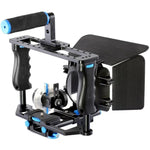 YELANGU YLG1103A-B Cage stabilisatrice à poignée large + kit matte box pour appareil photo reflex numérique / caméra vidéo