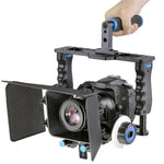 YELANGU YLG1103A-B Cage stabilisatrice à poignée large + kit matte box pour appareil photo reflex numérique / caméra vidéo