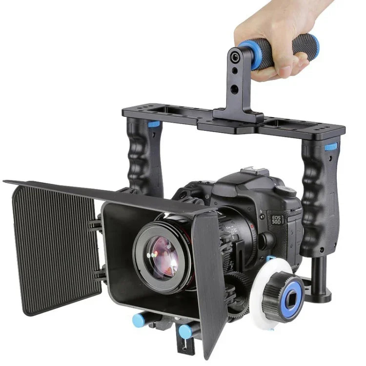 YELANGU YLG1103A-B Cage stabilisatrice à poignée large + kit matte box pour appareil photo reflex numérique / caméra vidéo