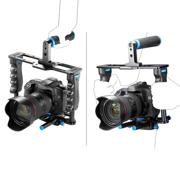 YELANGU YLG1103A-A Kit de fixation d'épaule à double poignée + stabilisateur de cage avec matte box pour appareil photo reflex numérique / caméra vidéo