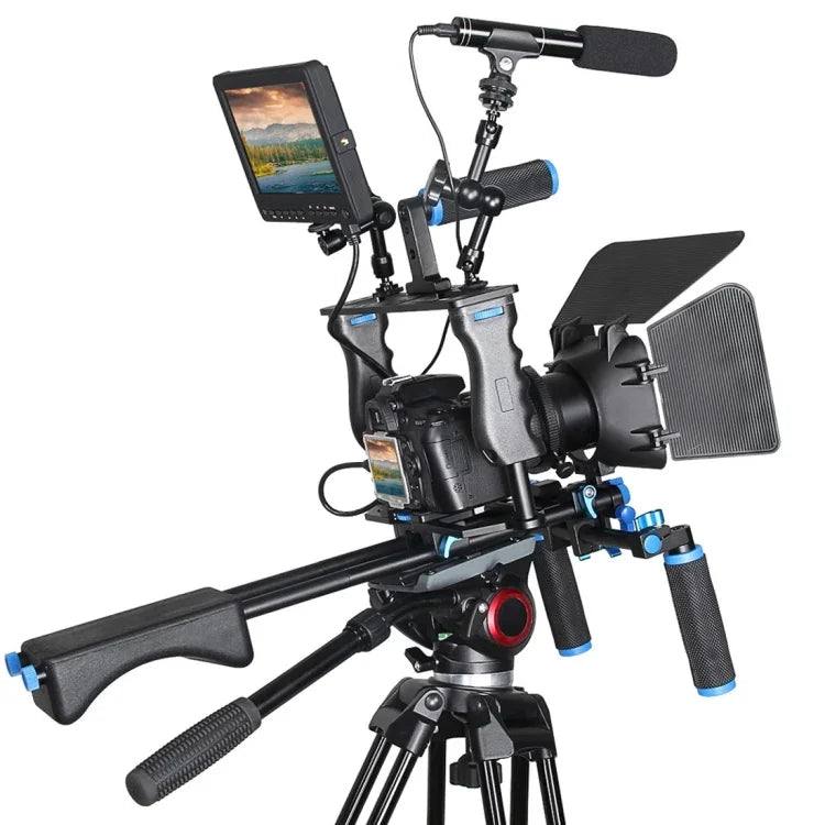 YELANGU YLG1103A-A Kit de fixation d'épaule à double poignée + stabilisateur de cage avec matte box pour appareil photo reflex numérique / caméra vidéo