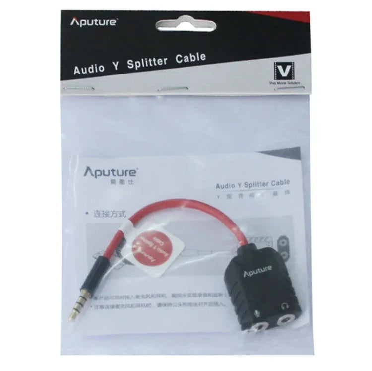 Câble répartiteur audio Aputure 3,5 mm mâle vers 2 femelles pour casque/micro, 3,5 mm mâle vers 2 femelles