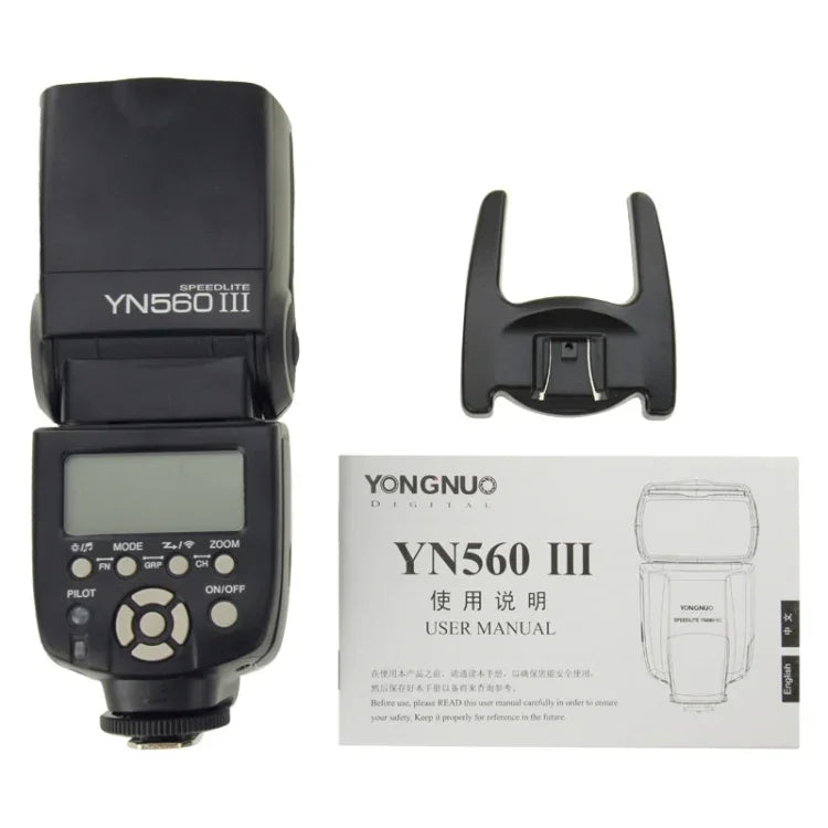 Flash sans fil ultra longue portée YN-560 III avec griffe porte-accessoires en métal pour appareils photo reflex numériques Canon / Nikon / Pentax / Olympus, YN-560 III