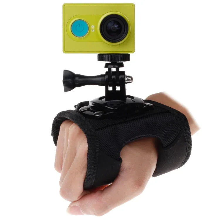 Support de poignet rotatif à 360° de type gant avec vis et adaptateur pour caméra sport Xiaomi Yi / GoPro Hero4 / 3+ / 3 / 2 / 1, dimensions : 45 cm x 11 cm.