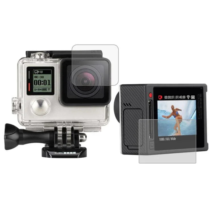 Protection d'écran LCD ultra-transparente + film protecteur d'objectif en verre pour caméra GoPro HERO4 Silver, HERO4 Silver