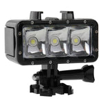 Lampe torche vidéo étanche à 30 m avec 3 modes d'éclairage, support de fixation et vis pour GoPro, Insta360, DJI et autres caméras d'action.