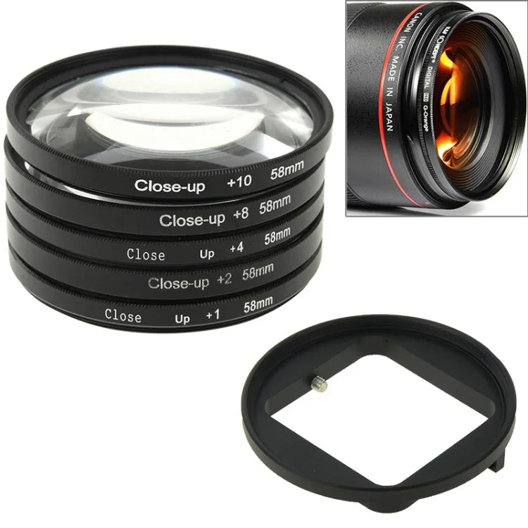 Filtre macro 6 en 1 58 mm + bague d'adaptation pour GoPro HERO3, 6 en 1 58 mm