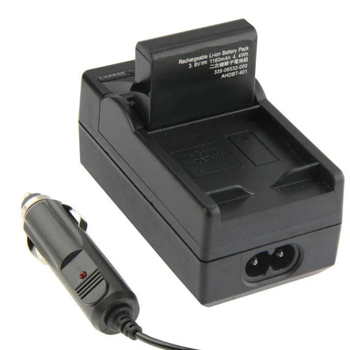 Chargeur de voiture pour batterie d'appareil photo numérique GoPro HERO4 AHDBT-401, chargeur de voiture