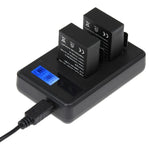 Chargeur double batterie GP158-B avec écran LCD pour GoPro HERO3+/3 (AHDBT-301, AHDBT-302), affiche la capacité de charge. Compatible avec GoPro HERO3+/3.