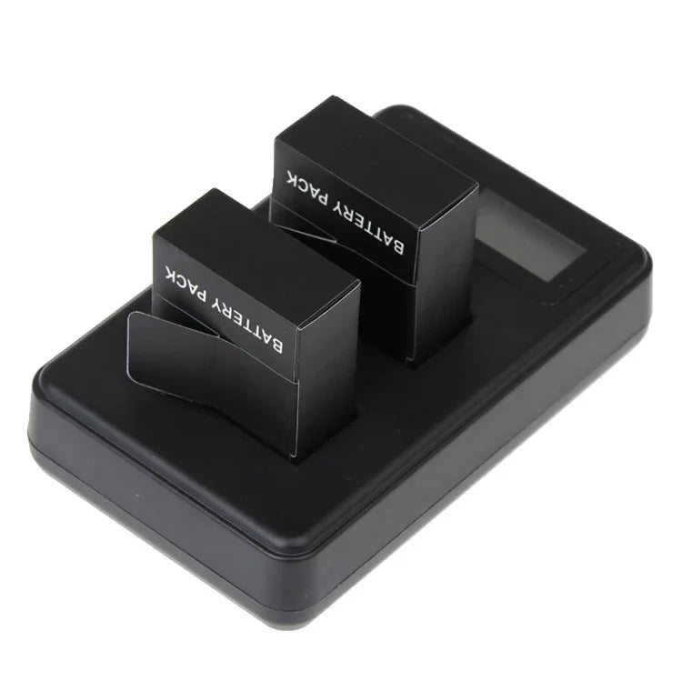 Chargeur double batterie GP158-B avec écran LCD pour GoPro HERO3+/3 (AHDBT-301, AHDBT-302), affiche la capacité de charge. Compatible avec GoPro HERO3+/3.