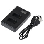 Chargeur double batterie GP158-B avec écran LCD pour GoPro HERO3+/3 (AHDBT-301, AHDBT-302), affiche la capacité de charge. Compatible avec GoPro HERO3+/3.