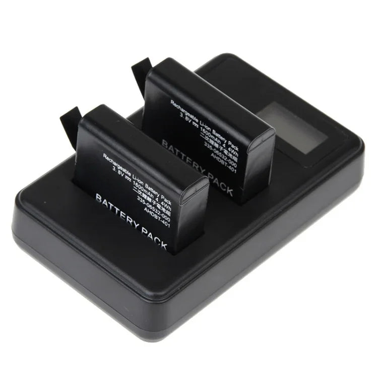 Chargeur double batterie avec écran LCD pour GoPro HERO4 (AHDBT-401), affiche la capacité de charge (GP258-C), pour GoPro HERO4