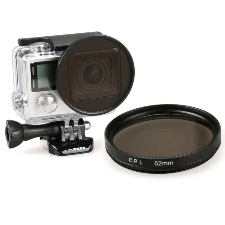 Filtre CPL rond de 52 mm pour GoPro HERO 4/3+, caméras sport Xiaoyi et autres caméras sport avec caisson étanche.