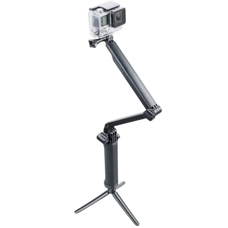 Monopode multifonction extensible à 3 positions avec trépied, bras pliable et rotatif et poignée pour caméra GoPro, Insta360, DJI et autres caméras d'action.