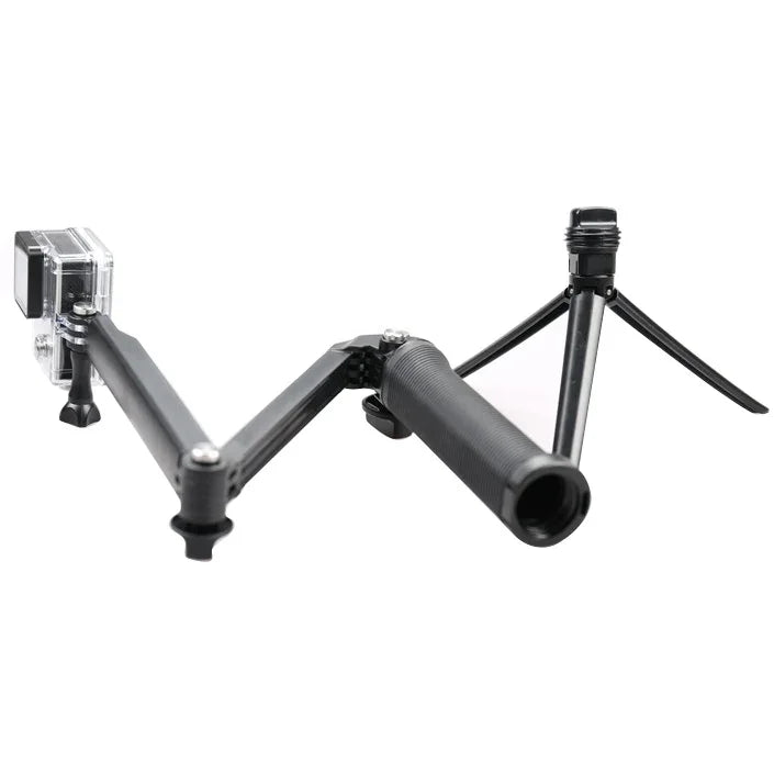 Monopode multifonction extensible à 3 positions avec trépied, bras pliable et rotatif et poignée pour caméra GoPro, Insta360, DJI et autres caméras d'action.