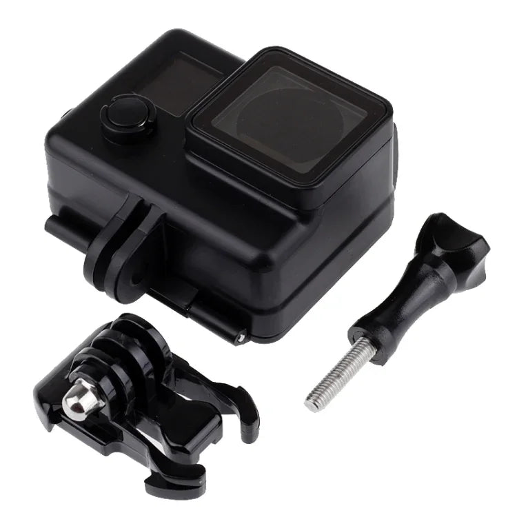 Boîtier étanche Black Edition avec fixation basique à boucle pour GoPro HERO4/3+, étanche jusqu'à 10 m de profondeur.