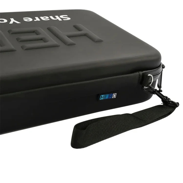 Étui de voyage portable, antichoc et étanche, pour GoPro, Insta360, DJI et autres caméras d'action. Dimensions : 32 cm x 22 cm x 7 cm.
