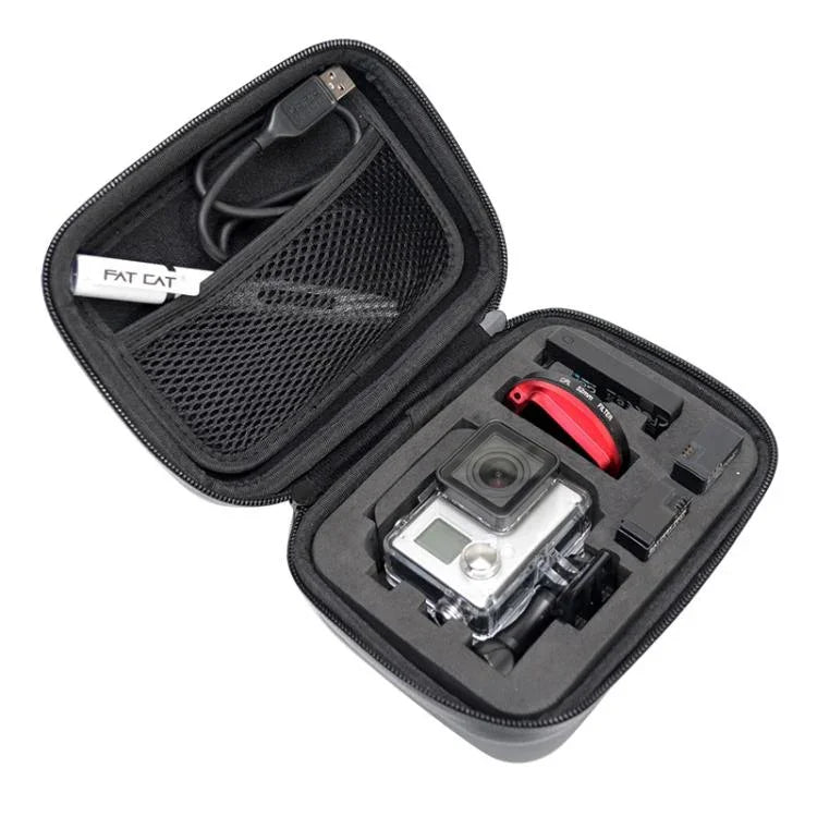 Étui de voyage portable, antichoc et étanche, pour GoPro, Insta360, DJI et autres caméras d'action. Dimensions : 16 cm x 12 cm x 7 cm.