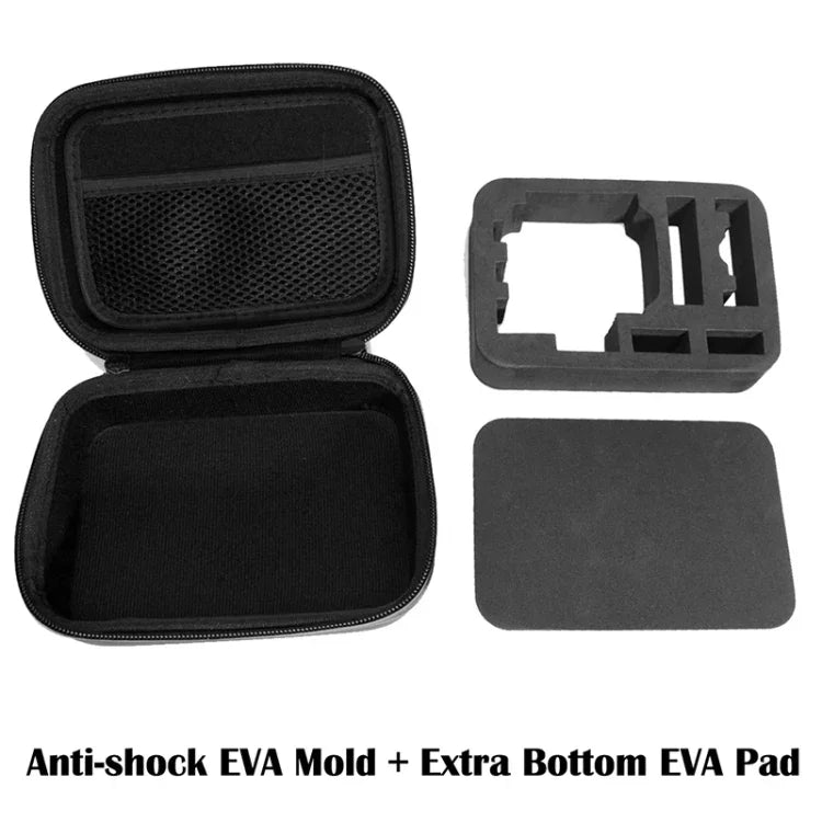Étui de voyage portable, antichoc et étanche, pour GoPro, Insta360, DJI et autres caméras d'action. Dimensions : 16 cm x 12 cm x 7 cm.