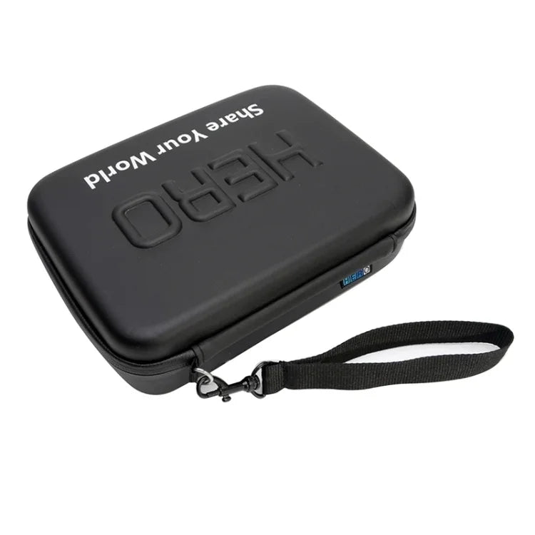 Étui de voyage portable, antichoc et étanche, pour GoPro, Insta360, DJI et autres caméras d'action. Dimensions : 22 cm x 16 cm x 7 cm.
