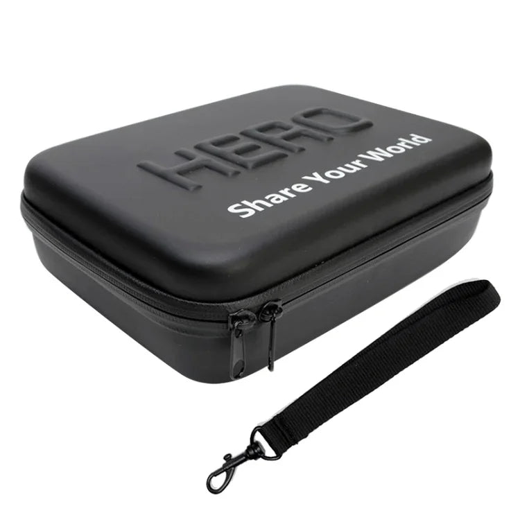 Étui de voyage portable, antichoc et étanche, pour GoPro, Insta360, DJI et autres caméras d'action. Dimensions : 22 cm x 16 cm x 7 cm.