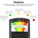 Détecteur de rayonnement électromagnétique 5-LED EMF, Testeur, Style 2 Blanc, Style 2 Noir