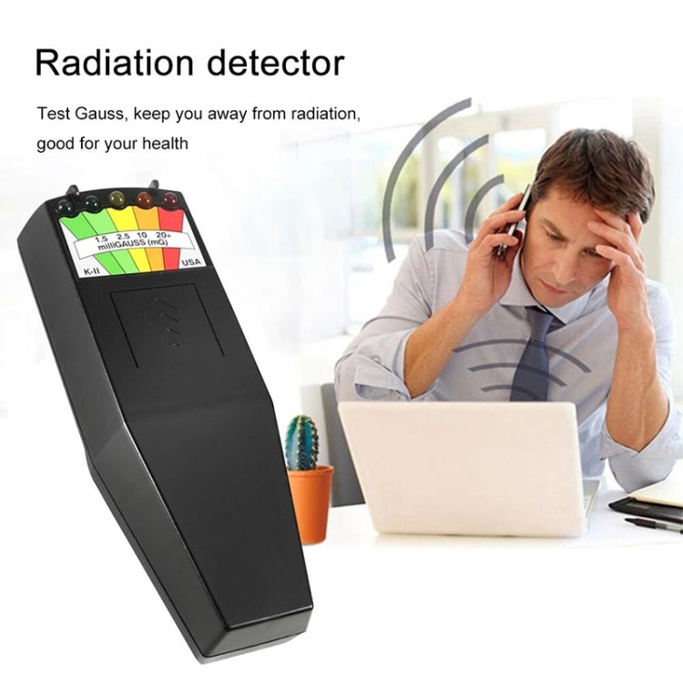 Détecteur de rayonnement électromagnétique 5-LED EMF, Testeur, Style 2 Blanc, Style 2 Noir