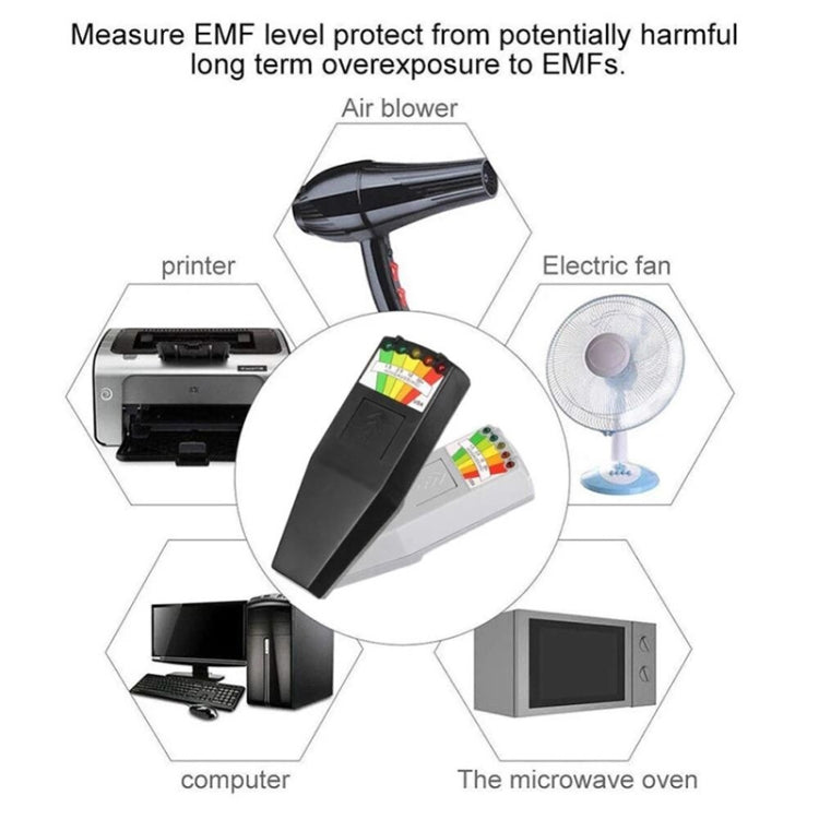 Détecteur de rayonnement électromagnétique 5-LED EMF, Testeur, Style 2 Blanc, Style 2 Noir