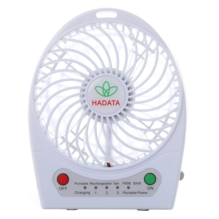 Ventilateur portable Hadata 4,3 pouces rechargeable par USB/batterie Li-ion avec réglage à trois vitesses et clip