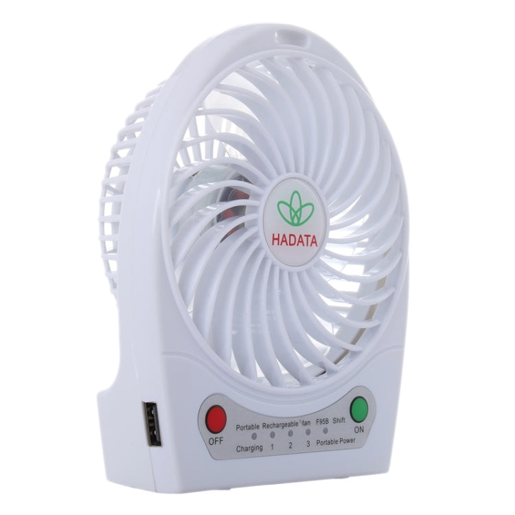 Ventilateur portable Hadata 4,3 pouces rechargeable par USB/batterie Li-ion avec réglage à trois vitesses et clip