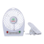 Ventilateur portable Hadata 4,3 pouces rechargeable par USB/batterie Li-ion avec réglage à trois vitesses et clip