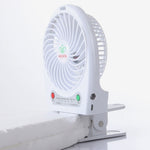 Ventilateur portable Hadata 4,3 pouces rechargeable par USB/batterie Li-ion avec réglage à trois vitesses et clip