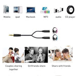 Adaptateur répartiteur casque 3,5mm mâle vers double femelle 3,5mm, longueur : env. 25cm, mâle 3,5mm vers 2 x femelle 3,5mm