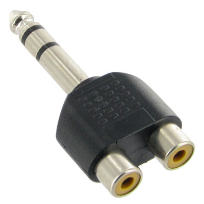 Adaptateur prise casque stéréo mâle 6,35 mm vers 2 RCA, 6,35 mm vers 2 RCA femelle