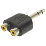 Adaptateur prise casque stéréo mâle 6,35 mm vers 2 RCA, 6,35 mm vers 2 RCA femelle