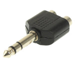 Adaptateur prise casque stéréo mâle 6,35 mm vers 2 RCA, 6,35 mm vers 2 RCA femelle