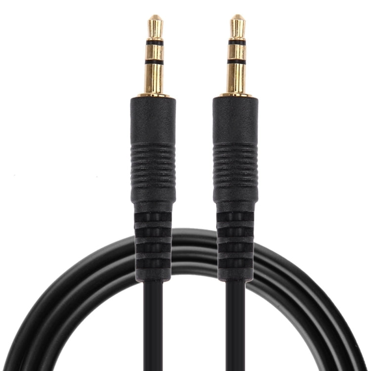 Câble audio Aux stéréo 3,5 mm mâle vers mâle 1 m (noir + connecteur plaqué or), longueur : 1 m noir, (plaqué or)