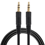 Câble audio Aux stéréo 3,5 mm mâle vers mâle 1 m (noir + connecteur plaqué or), longueur : 1 m noir, (plaqué or)