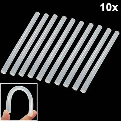 10x Bâtons de Colle Thermofusible Transparente Blanche Pratique, Taille : 270 x 11mm (10pcs dans un emballage, prix pour 10pcs), 270 x 11mm